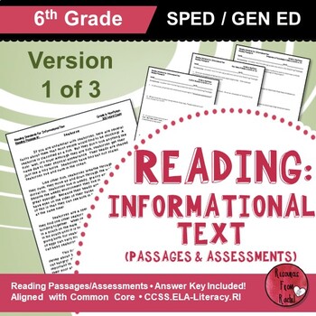 Preview of Reading Comprehension Passages - Reading Informational Text Grade 6 (Version 1)