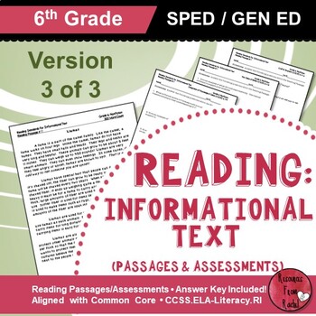 Preview of Reading Comprehension Passages - Reading Informational Text Grade 6 (Version 3)
