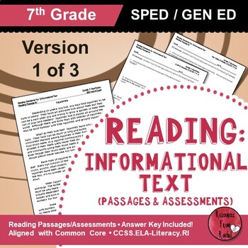 Preview of Reading Comprehension Passages - Reading Informational Text Grade 7 (Version 1)