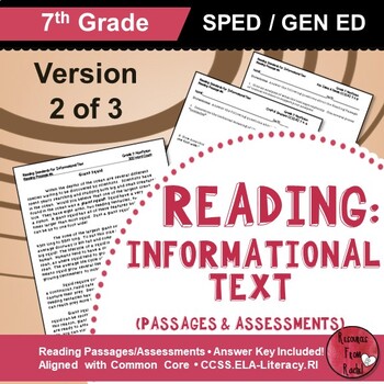Preview of Reading Comprehension Passages - Reading Informational Text Grade 7 (Version 2)