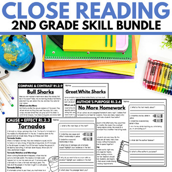 Preview of Reading Comprehension Close Reading Skills BUNDLE | 2nd Grade