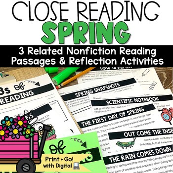 Preview of May Reading Comprehension Passages Insects Spring Activity Packet Close Read