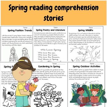 Preview of Reading Comprehension Passages ~ Spring Stories