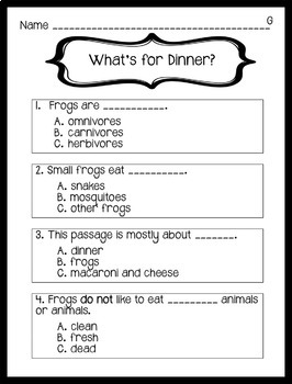 Reading Comprehension Passages Spring Themed: Guided Reading Level G