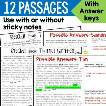 Reading Comprehension Passages And Questions 3rd Grade With Stop And Think