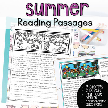 Preview of Daily Summer Reading Comprehension Passages and Questions