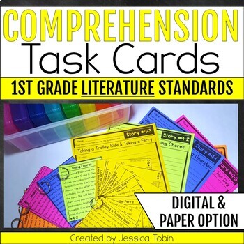 Preview of Reading Comprehension Passages Task Cards - 1st Grade Fiction - ELA Test Prep