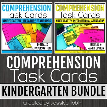 Preview of Reading Comprehension Passages Task Cards and Questions BUNDLE - Kinder