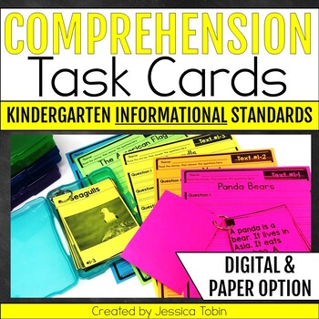 Preview of Reading Comprehension Passages Task Cards and Questions - K - RI Informational