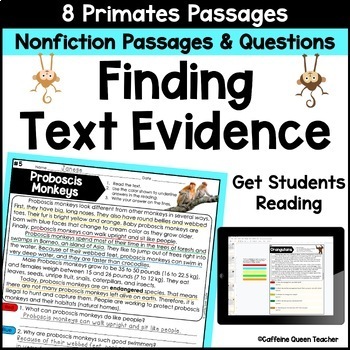 Preview of Text Evidence Reading Comprehension Passages for Close Reading Practice