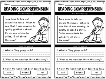 Reading Comprehension Passages - Winter Minis by Kaitlynn Albani