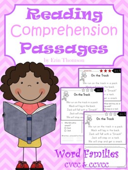 Preview of Reading Comprehension Passages and Questions ~ Word Families {CVCC and CCVCC}