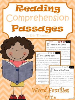 Preview of Reading Comprehension Passages and Questions ~ Word Families {CVCe and CCVCe}