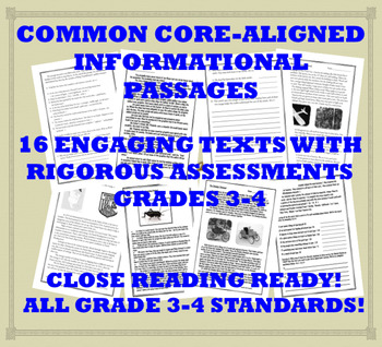 Preview of Common Core Informational Reading Passages and Assessments: Grades 3-4