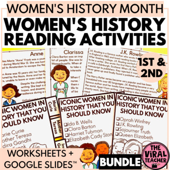 Preview of Women's History Month Reading Comprehension Passages and ELA Activities Bundle