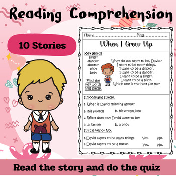 Preview of Reading Comprehension Passages and Questions 10 Stories