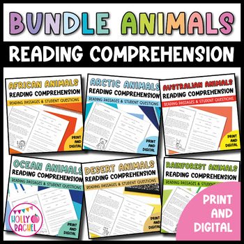 Preview of Reading Comprehension Passages and Questions | 2nd Grade | Animals Bundle