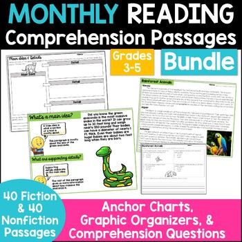 Preview of Reading Comprehension Passages and Questions 3rd 4th 5th Grade - BUNDLE