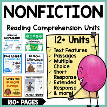Preview of Reading Comprehension Passages and Questions 3rd grade NONFICTION Reading Units