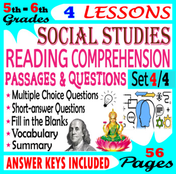 Preview of Reading Comprehension Passages and Questions. 5th-6th Grade Social Studies (4/4)