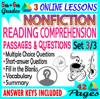 Preview of Reading Comprehension Passages and Questions. 5th - 6th Grade nonfiction (3/3)