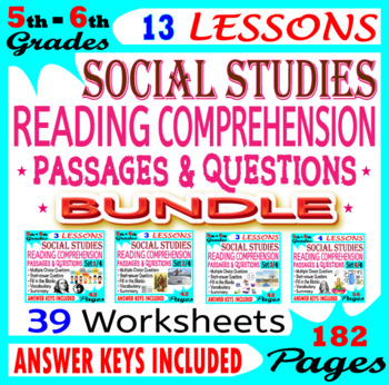 Preview of Reading Comprehension Passages and Questions. 5th & 6th grade Social Studies PDF