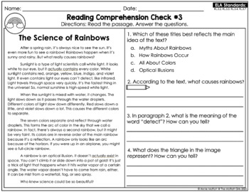 reading comprehension passages and questions april 3rd grade tpt