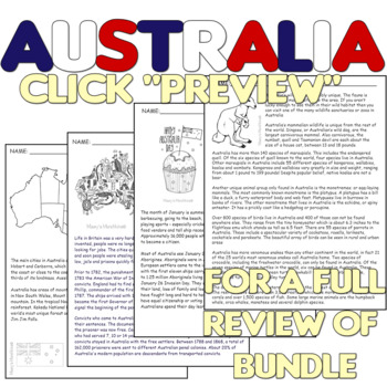 Reading Prehension Passages And Questions "Australia