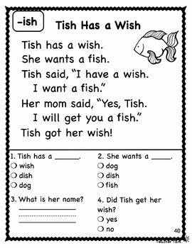 Reading Prehension Passages & Questions First Grade