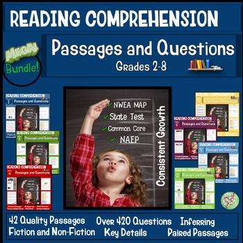 Preview of Reading Comprehension Passages and Questions Bundle 2nd thru 8th Grade