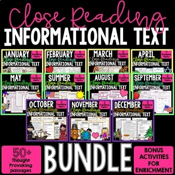 Preview of Cloze Reading Comprehension Passages and Questions Bundle - Informational Text