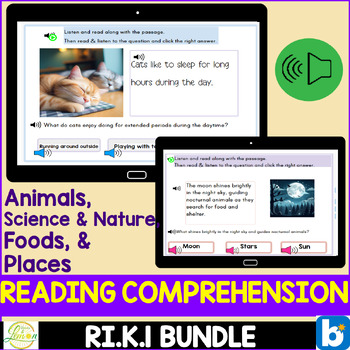 Preview of Reading Comprehension Passages and Questions Bundle | Boom Cards