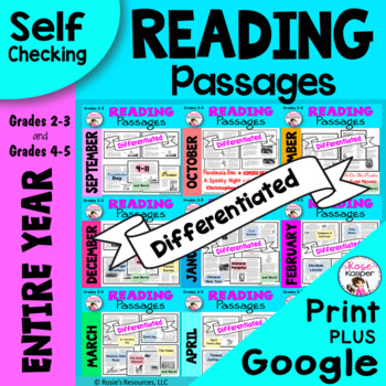 Preview of Reading Comprehension Passages and Questions Bundle Differentiated