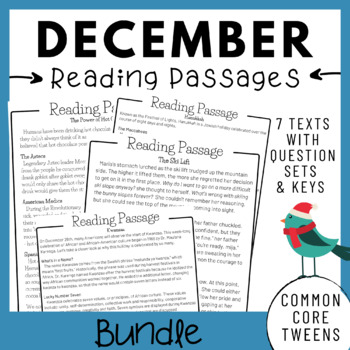 Preview of Reading Comprehension Passages and Questions - December Bundle