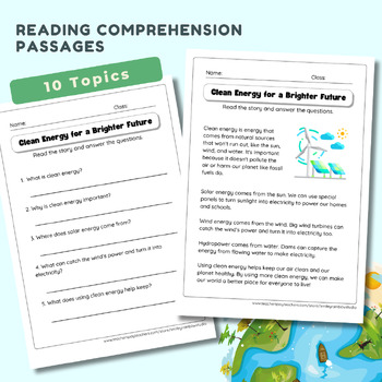 Preview of Reading Comprehension Passages and Questions - Earth Day - 2nd and 3rd Grade