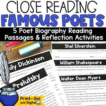 Preview of Reading Comprehension Passages and Questions Famous Poet Biographies