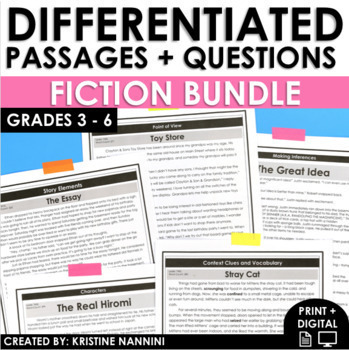 Preview of Differentiated Reading Comprehension Passages Fiction Bundle | Short Stories