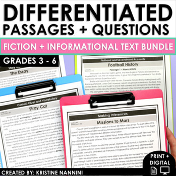 Preview of Differentiated Reading Comprehension Passages Fiction and Nonfiction Bundle