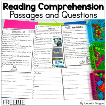 Preview of Reading Comprehension Passages and Questions Freebie DIGITAL AND PRINTABLE