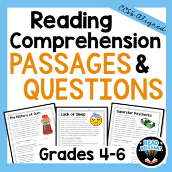 Preview of Reading Comprehension Grades 4-6: Practice Passages & Multiple Choice Questions
