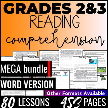 Preview of Reading Comprehension Passages and Questions MEGA Bundle 2nd-3rd Grade (Word)