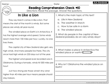 2nd grade reading comprehension worksheets