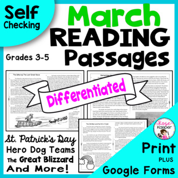 Preview of Reading Comprehension Passages and Questions  - March - St. Patrick's Day