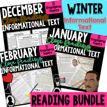 Preview of Reading Comprehension Passages and Questions Nonfiction Text Winter Bundle