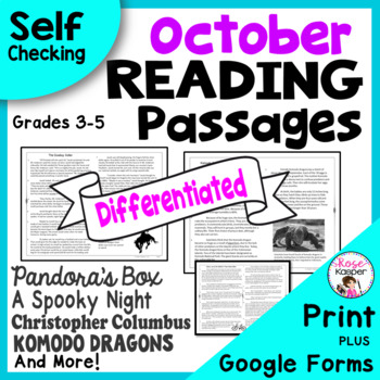 Preview of Reading Comprehension Passages and Questions - October