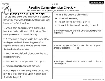 Reading Comprehension Passages and Questions: September (2nd Grade)