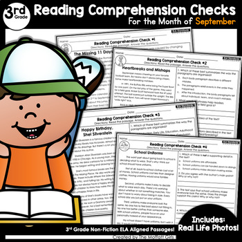 Preview of Reading Comprehension Passages and Questions September (3rd Grade)