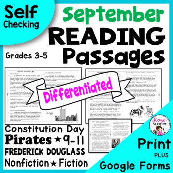 Preview of Reading Comprehension Passages and Questions / September / 9-11