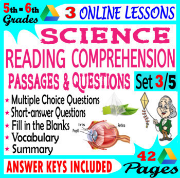 Preview of Reading Comprehension Passages and Questions (Set 3/5) 5th & 6th Grade Science 