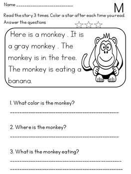 Reading Comprehension Passages and Questions, Sight Words A-Z Words